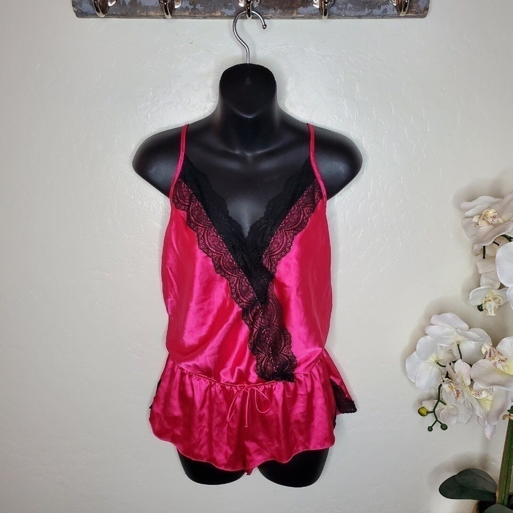 Victoria’s Secret Women's Silky Lingerie PINK/BLACK Romper Size S/P